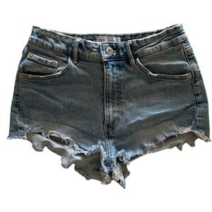 Zara Join Life Denim Shorts 6 Distressed Raw Hem Mini Micro Festival Beach EUC